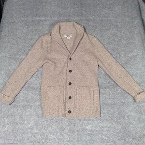 Original Penguin Shawl Collar Cardigan Mens Small Beige Elbow Patch Sweater Wool